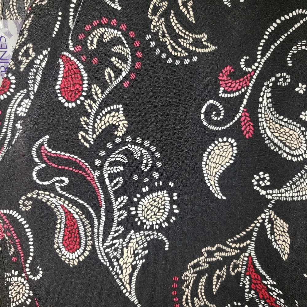 Plus Size 4X New 30/32 Paisely Print dressy black blouse women's top shirt work - Picture 3 of 5